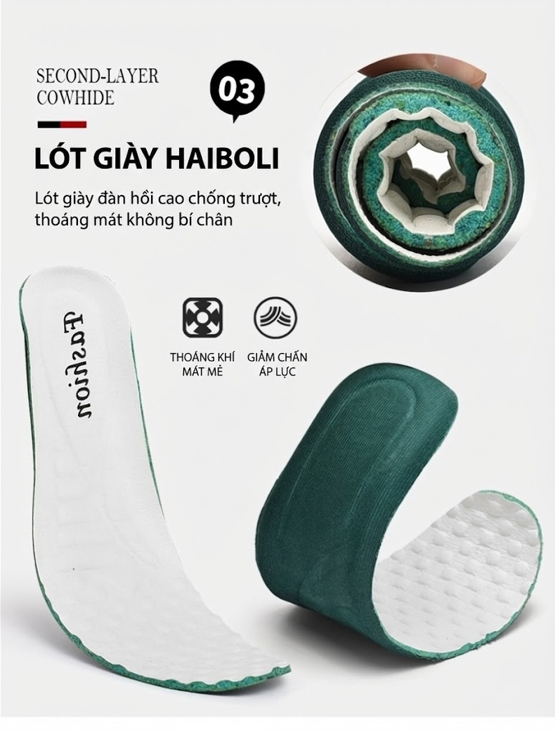 Giày Lười Nam Da Thật Mềm Mại Chiều Cao Đế Khoảng 2cm Màu Đen, Trắng chi tiết 11