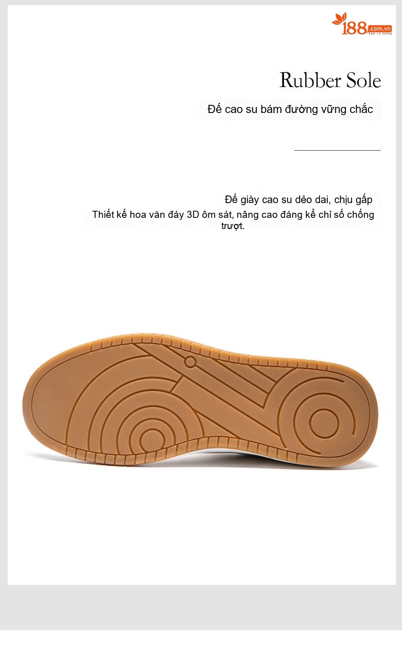 Giày Lười Nam Da Thật Mũi Tròn Chiều Cao Đế Khoảng 3cm Màu Trắng, Nâu, Đen chi tiết 12
