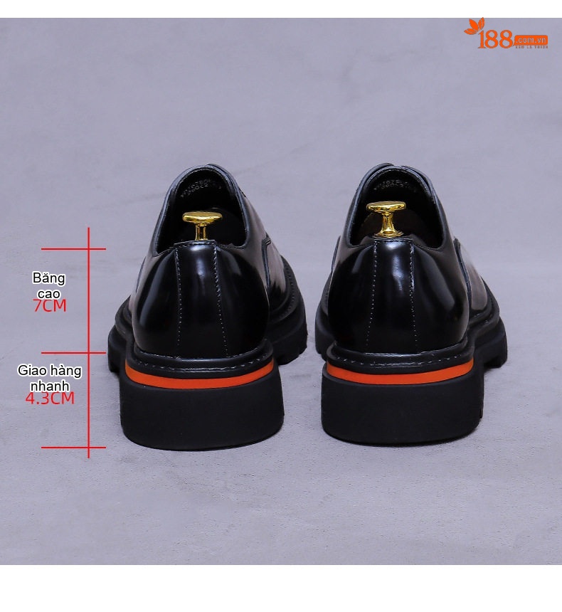 Giày Lười Nam Da Thật Mũi Vuông Da Bóng Anh Quốc Chiều Cao Đế Khoảng 3cm Màu Đen, Nâu Đỏ chi tiết 16