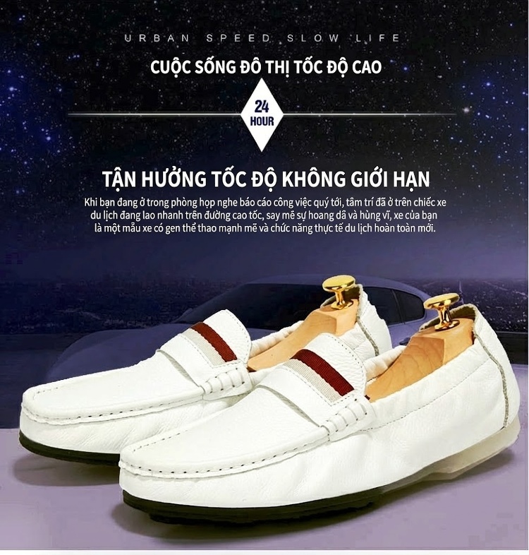 Giày Lười Nam Da Thật Phong Cách Anh Chiều Cao Đế Khoảng 1cm Màu Đen, Trắng, Vàng, Xanh Navy chi tiết 1
