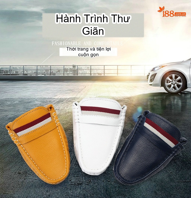 Giày Lười Nam Da Thật Phong Cách Anh Chiều Cao Đế Khoảng 1cm Màu Đen, Trắng, Vàng, Xanh Navy chi tiết 2