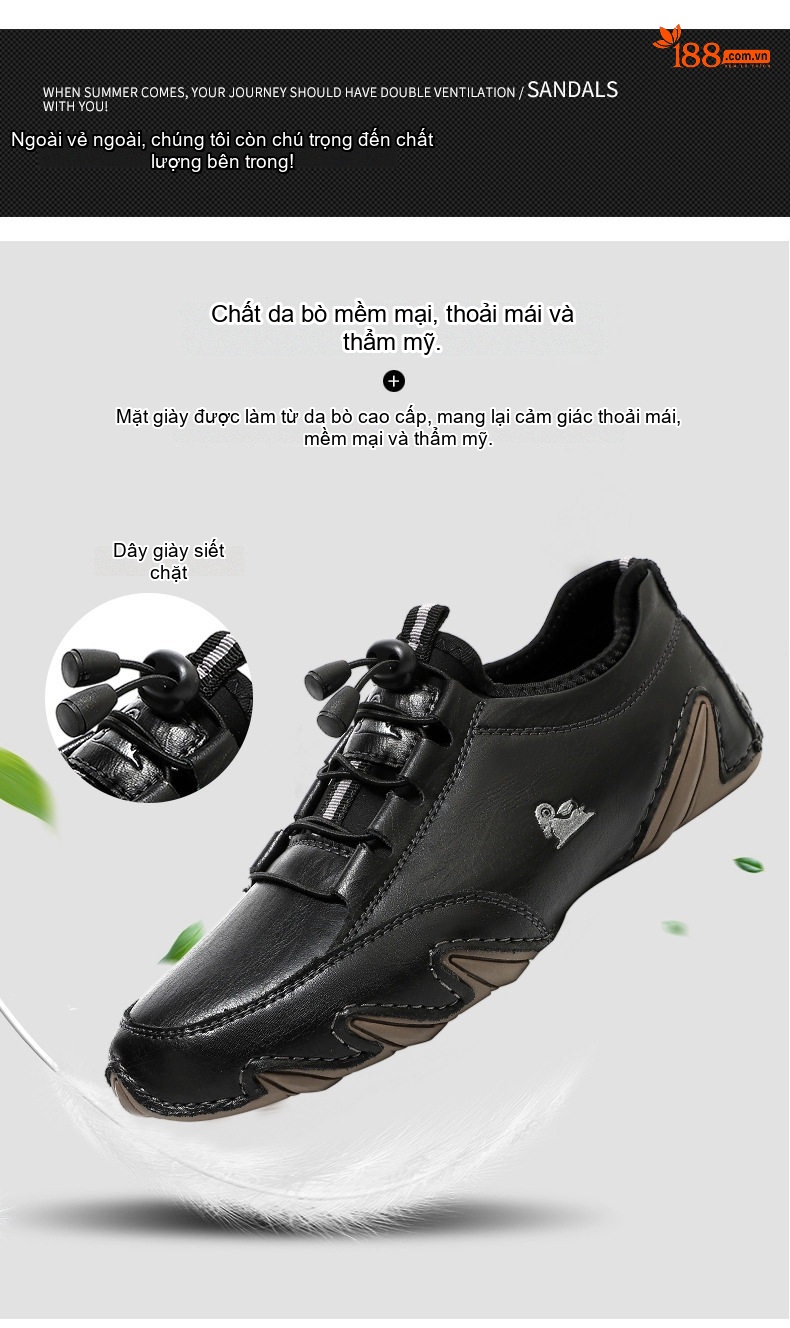 Giày Lười Nam Da Thật Size Lớn Chiều Cao Đế Khoảng 3cm Màu Đen, Nâu chi tiết 4