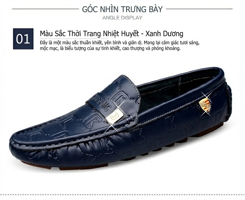 Giày Lười Nam Da Thật Thời Trang Chiều Cao Đế Khoảng 2cm Màu Đen, Trắng, Xanh Navy chi tiết 24
