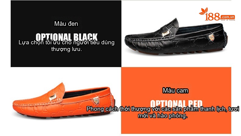 Giày Lười Nam Da Thật Thời Trang Chiều Cao Đế Khoảng 2cm Màu Đen, Trắng, Xanh Navy chi tiết 5