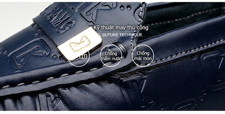 Giày Lười Nam Da Thật Thời Trang Chiều Cao Đế Khoảng 2cm Màu Đen, Trắng, Xanh Navy chi tiết 11