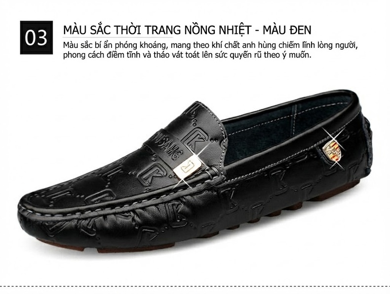 Giày Lười Nam Da Thật Thời Trang Chiều Cao Đế Khoảng 2cm Màu Đen, Trắng, Xanh Navy chi tiết 32