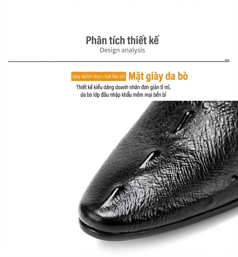 Giày Lười Nam Da Thật Vân Cá Sấu Chiều Cao Đế Khoảng 3cm Màu Đen, Nâu chi tiết 4
