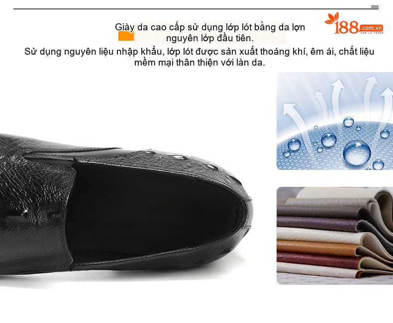 Giày Lười Nam Da Thật Vân Cá Sấu Chiều Cao Đế Khoảng 3cm Màu Đen, Nâu chi tiết 5