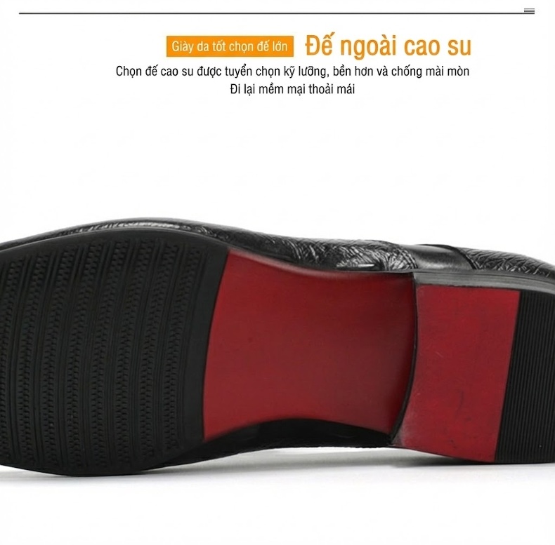 Giày Lười Nam Da Thật Vân Cá Sấu Chiều Cao Đế Khoảng 3cm Màu Đen, Nâu chi tiết 6