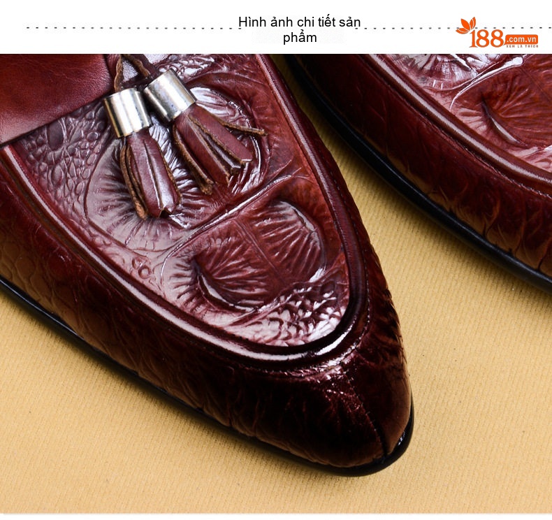 Giày Lười Nam Da Thật Vân Cá Sấu Chiều Cao Đế Khoảng 3cm Màu Đen, Nâu chi tiết 14