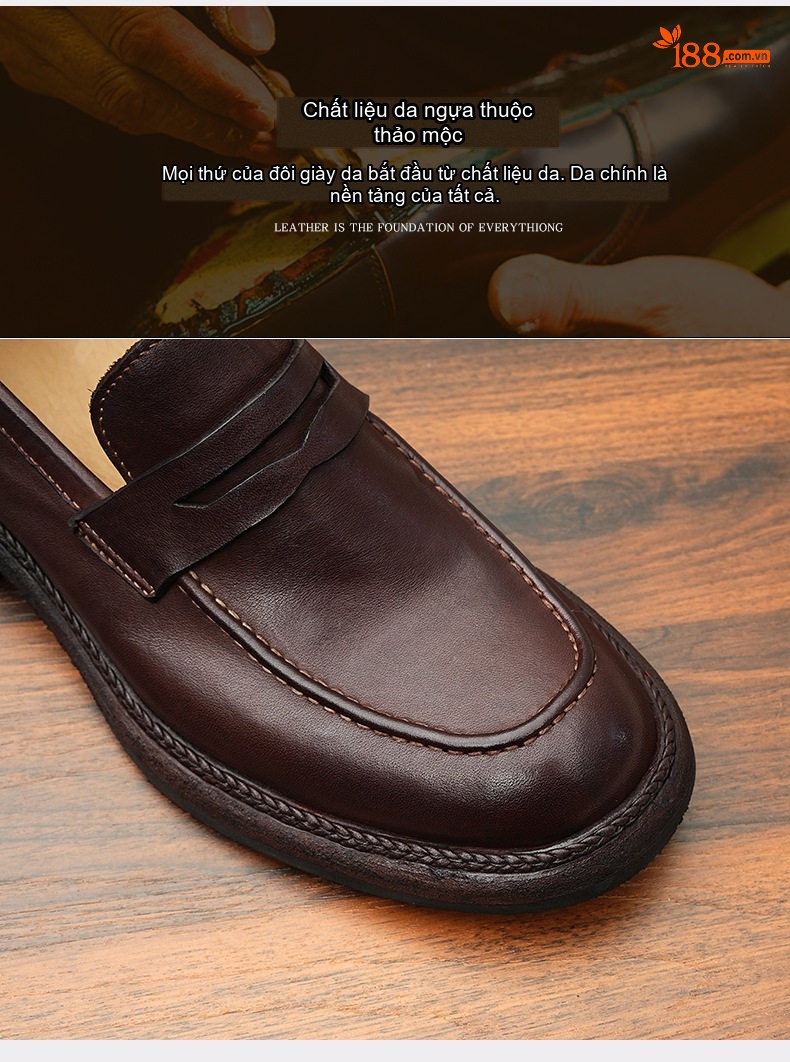 Giày Lười Nam Goodyear Da Ngựa Thật Phong Cách Anh Chiều Cao Đế Khoảng 3cm Màu Đen, Nâu Đỏ chi tiết 19