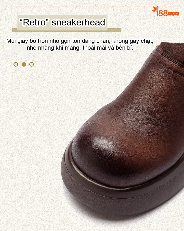 Giày Lười Nữ Da Bò Chiều Cao Đế Khoảng 6cm Phong Cách Pháp Màu Đen, Nâu chi tiết 4