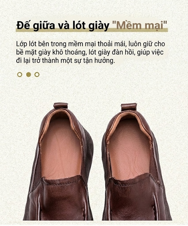 Giày Lười Nữ Da Bò Đế Dày Chiều Cao Đế Khoảng 4cm Màu Đen, Nâu chi tiết 7
