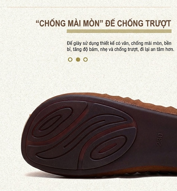 Giày Lười Nữ Da Bò Lỗ Thoáng Khí Mùa Hè Chiều Cao Đế Khoảng 2cm Màu Nâu, Vàng, Đỏ chi tiết 4
