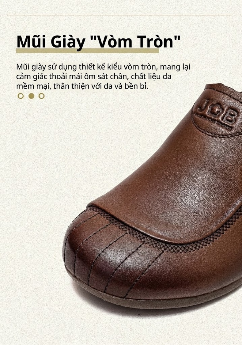 Giày Lười Nữ Da Bò Mũi Tròn Chiều Cao Đế Khoảng 3cm Màu Đen, Nâu chi tiết 3