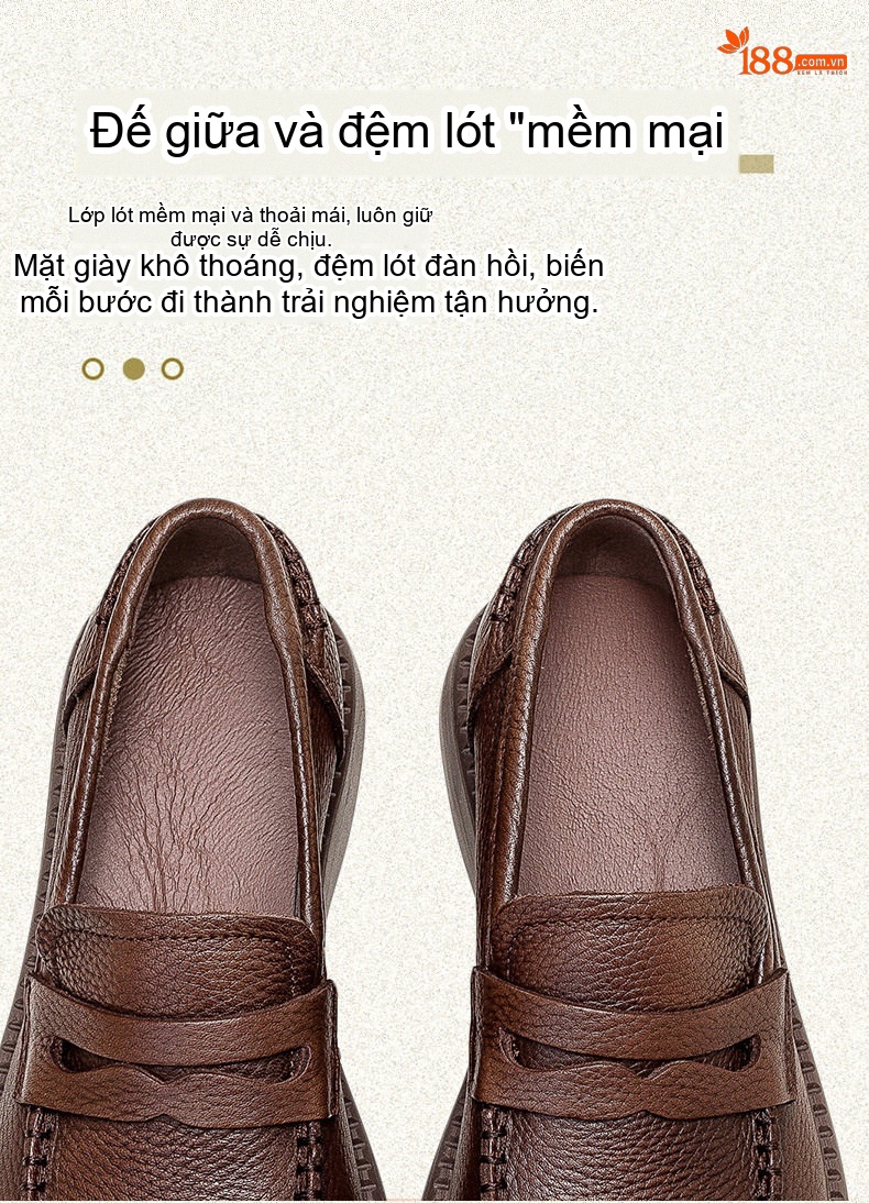 Giày Lười Nữ Da Bò Mũi Tròn Đế Mềm Phong Cách Retro Chiều Cao Đế Khoảng 3cm Màu Đen, Nâu chi tiết 5