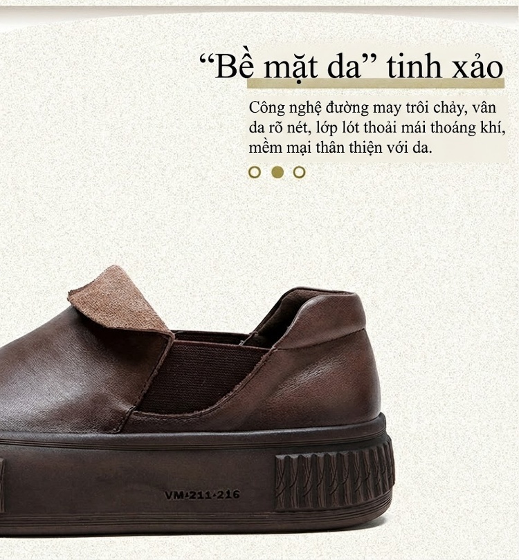 Giày Lười Nữ Da Bóng Chiều Cao Đế Khoảng 4cm Màu Nâu, Xám chi tiết 2