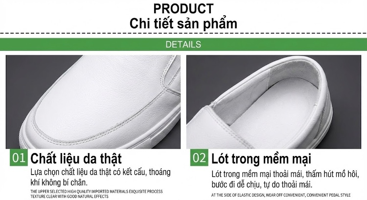 Giày Lười Nữ Da Bóng Đế Bánh Mì Chiều Cao Đế Khoảng 5cm Màu Đen, Trắng chi tiết 3
