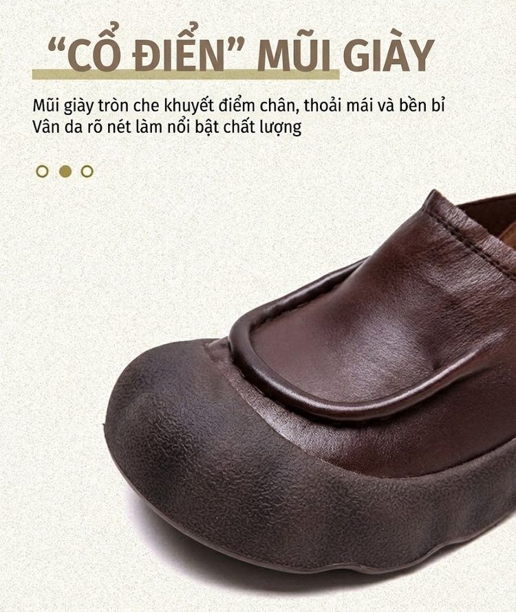 Giày Lười Nữ Da Bóng Đế Dày Chiều Cao Đế Khoảng 4cm Màu Đen, Nâu chi tiết 5