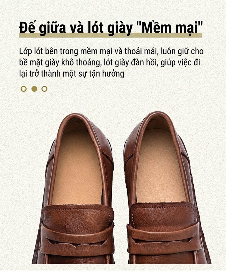 Giày Lười Nữ Da Bóng Đế Xuồng Chiều Cao Đế Khoảng 3cm Màu Đen, Nâu chi tiết 6