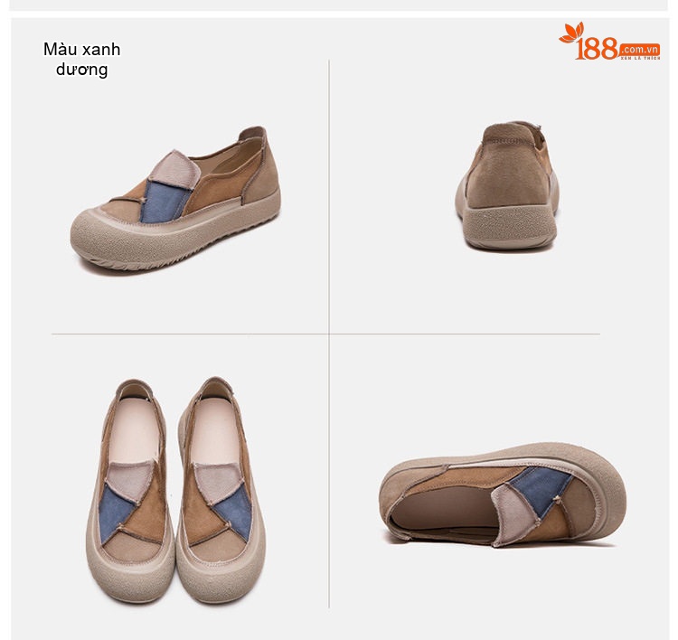 Giày Lười Nữ Đế Dày Chiều Cao Đế Khoảng 3cm Phong Cách Retro Màu Nâu, Đỏ, Xám, Xanh Lá chi tiết 17