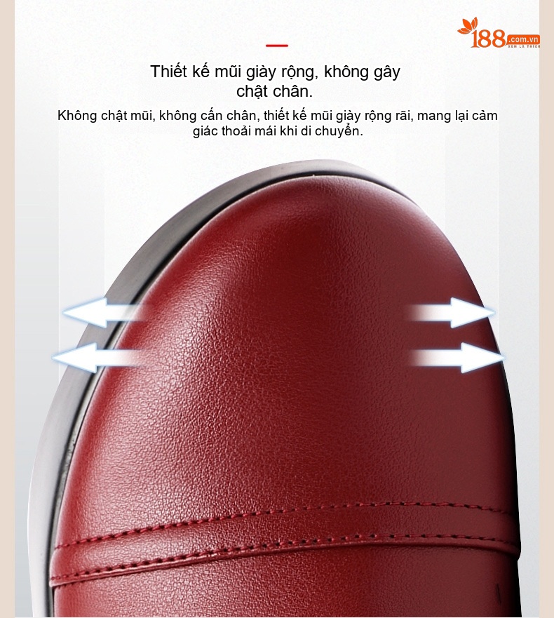 Giày Lười Nữ Đế Xuồng Chiều Cao Đế 8cm Da Bóng Mũi Tròn Màu Đen, Đỏ Rượu Vang chi tiết 7