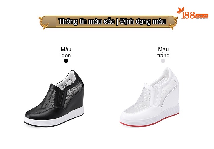 Giày Lười Nữ Đế Xuồng Chiều Cao Đế Khoảng 12cm Vải Lưới Thoáng Khí Màu Trắng, Đen chi tiết 3