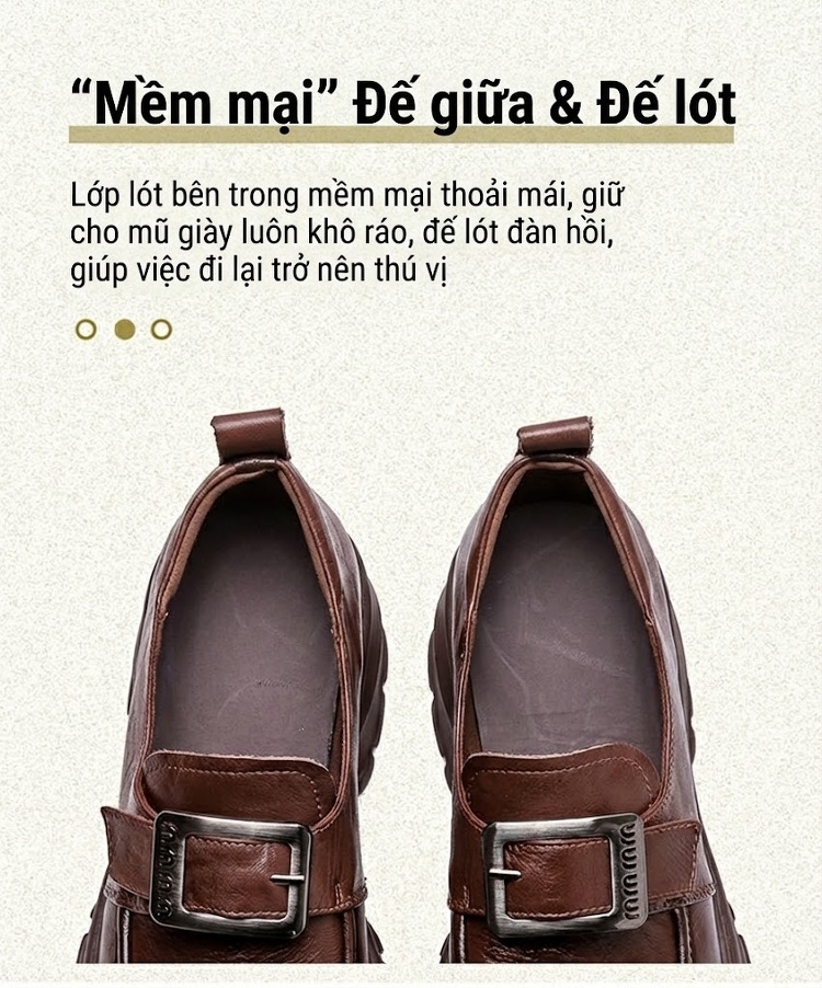Giày Lười Nữ Phong Cách Anh Quốc Chiều Cao Đế Khoảng 5cm Màu Đen, Nâu chi tiết 6