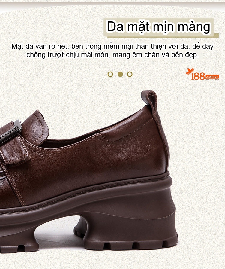 Giày Lười Nữ Phong Cách Anh Quốc Chiều Cao Đế Khoảng 5cm Màu Đen, Nâu chi tiết 3