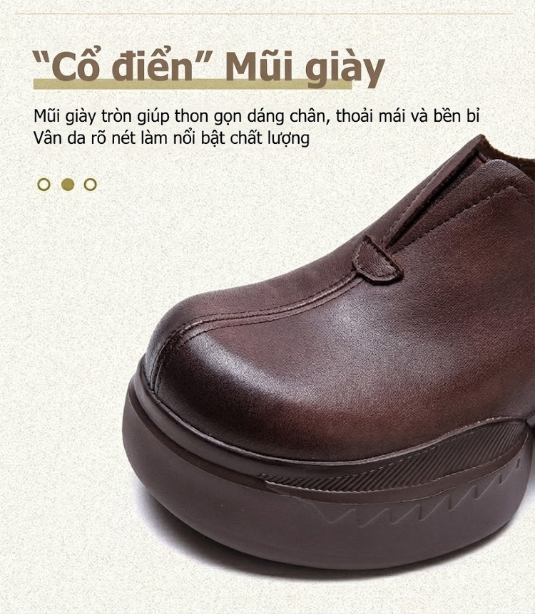 Giày Lười Nữ Phong Cách Anh Quốc Đế Dày Chiều Cao Đế Khoảng 5cm Màu Đen, Nâu chi tiết 5