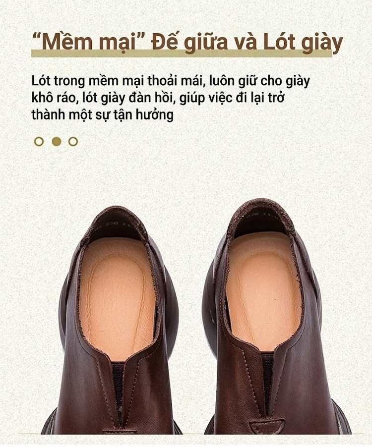 Giày Lười Nữ Phong Cách Anh Quốc Đế Dày Chiều Cao Đế Khoảng 5cm Màu Đen, Nâu chi tiết 7