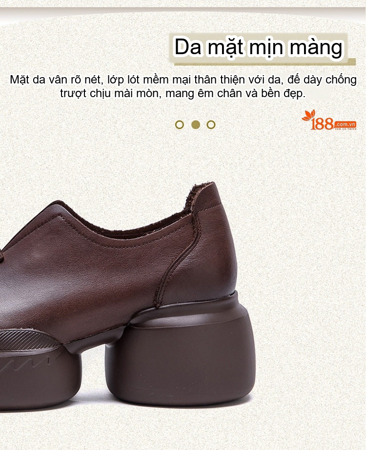 Giày Lười Nữ Phong Cách Anh Quốc Đế Dày Chiều Cao Đế Khoảng 5cm Màu Đen, Nâu chi tiết 4