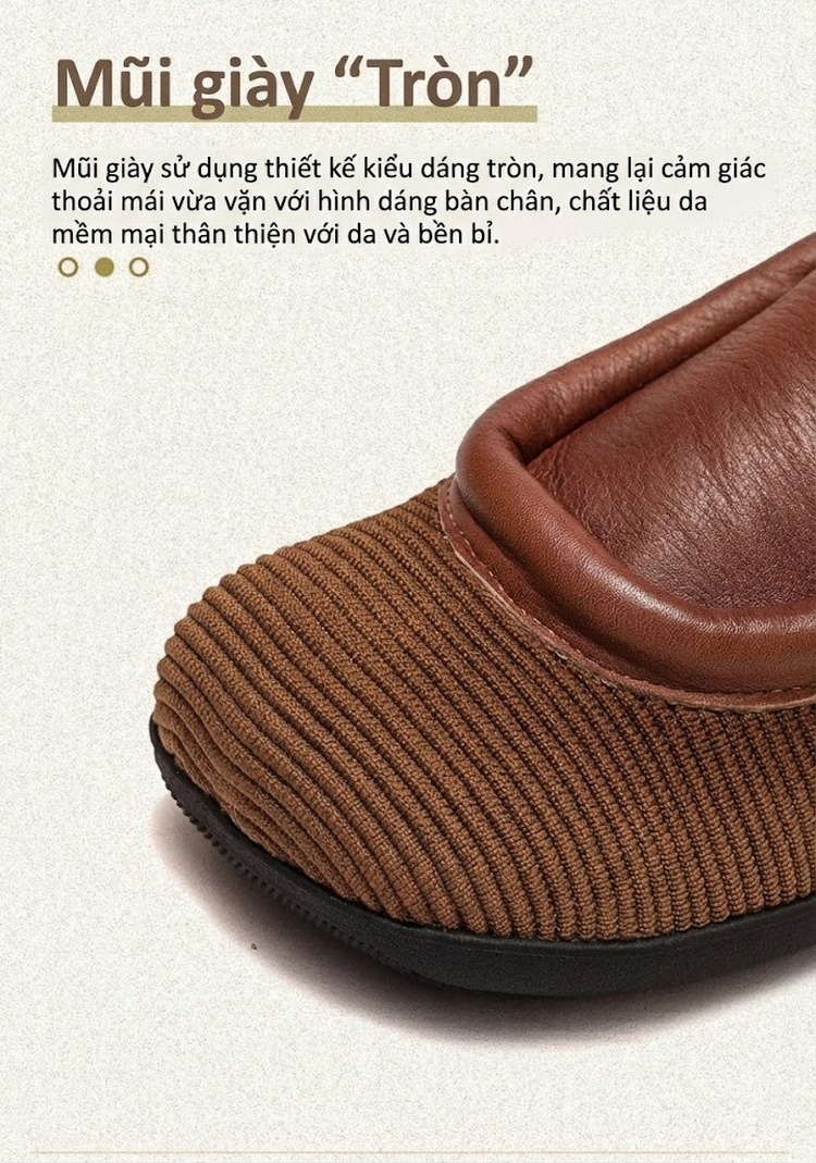 Giày Lười Nữ Vải Dệt Bề Mặt Da Chiều Cao Đế Khoảng 1cm Màu Nâu, Đen chi tiết 4