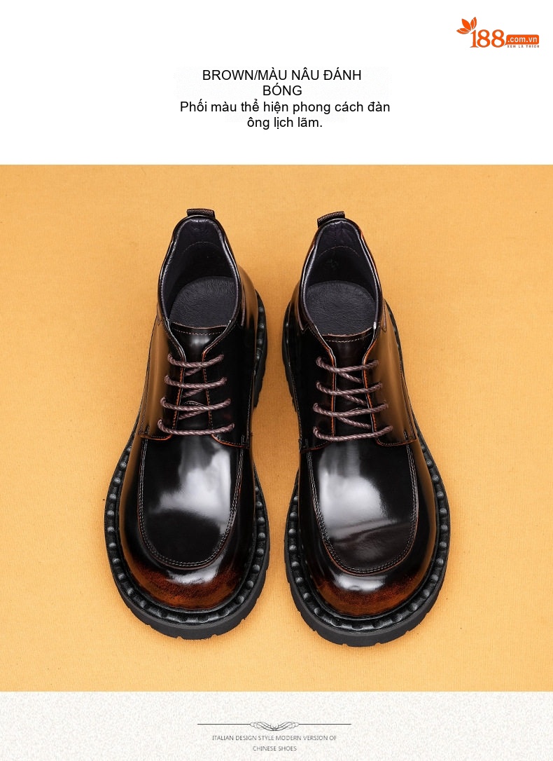 Giày Martens Nam Da Bóng Đế Dày Chiều Cao Đế Khoảng 4cm Màu Đen chi tiết 12