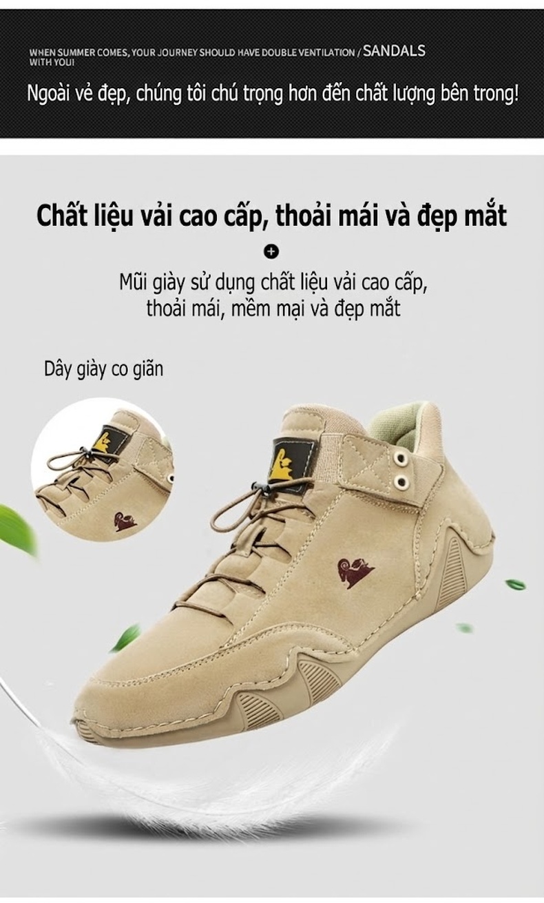 Giày Martin Cổ Cao Nam Da Mờ Buộc Dây Chiều Cao Đế Khoảng 2cm Màu Be, Xám chi tiết 5