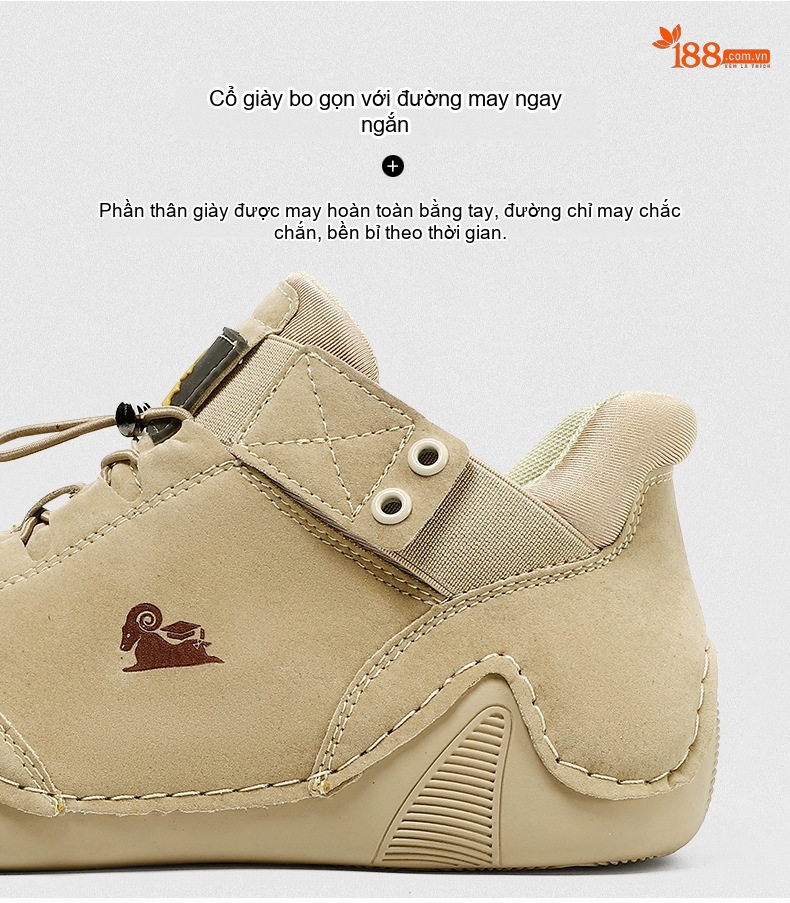 Giày Martin Cổ Cao Nam Da Mờ Buộc Dây Chiều Cao Đế Khoảng 2cm Màu Be, Xám chi tiết 7