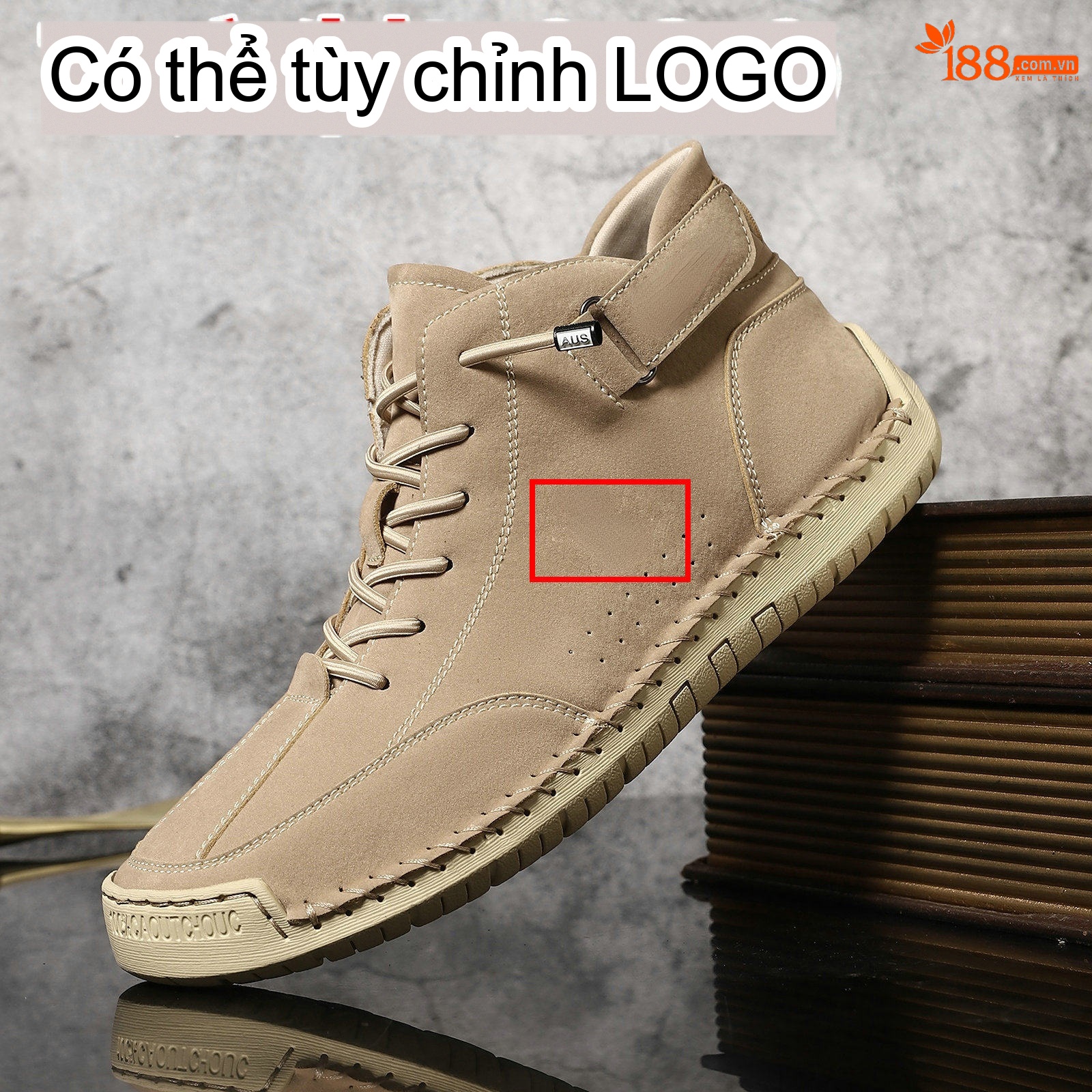 Giày Martin Cổ Cao Nam Da Mờ May Thủ Công Chiều Cao Đế Khoảng 3cm Màu Kem, Xám, Đen