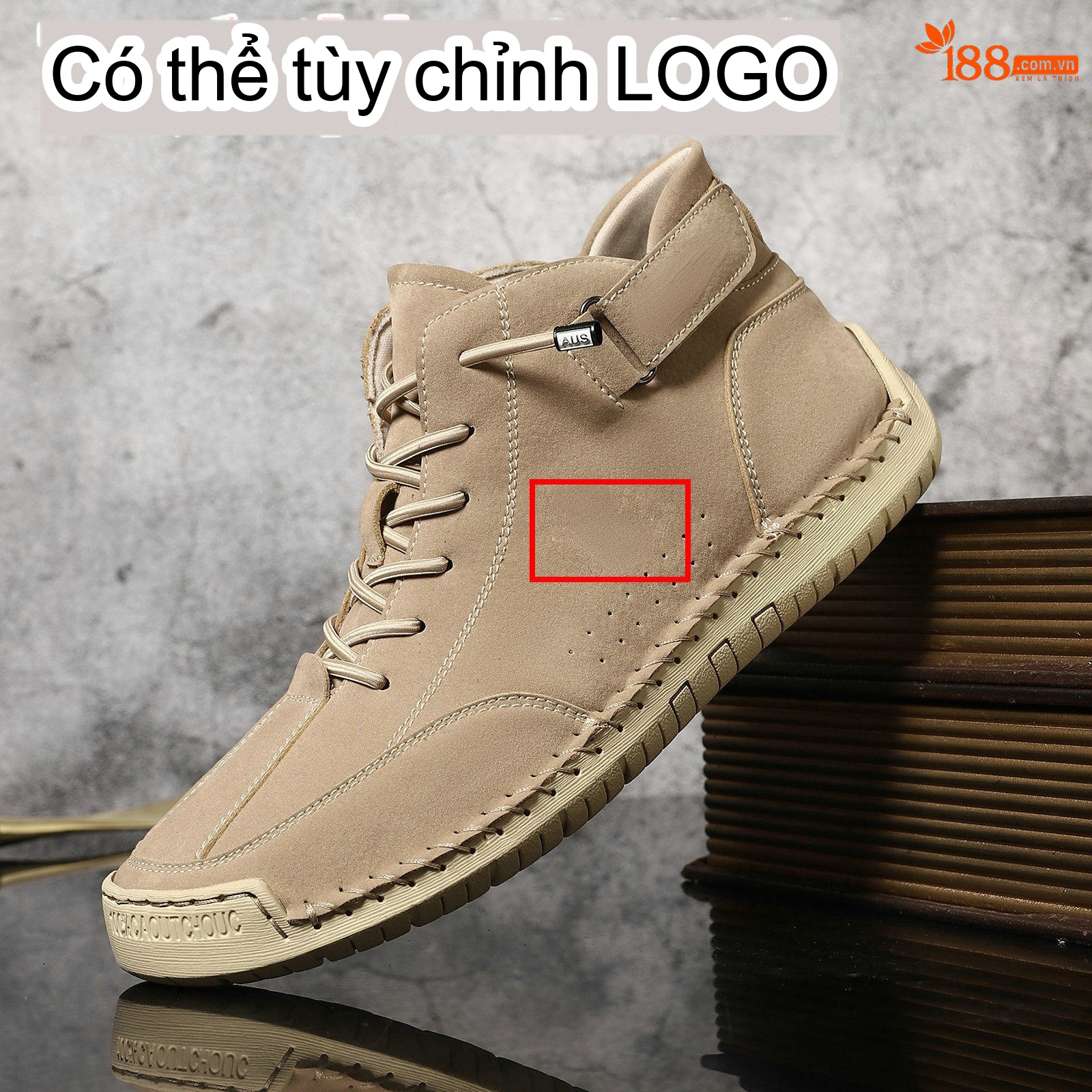 Giày Martin Cổ Cao Nam Da Mờ May Thủ Công Chiều Cao Đế Khoảng 3cm Màu Kem, Xám, Đen chi tiết 1