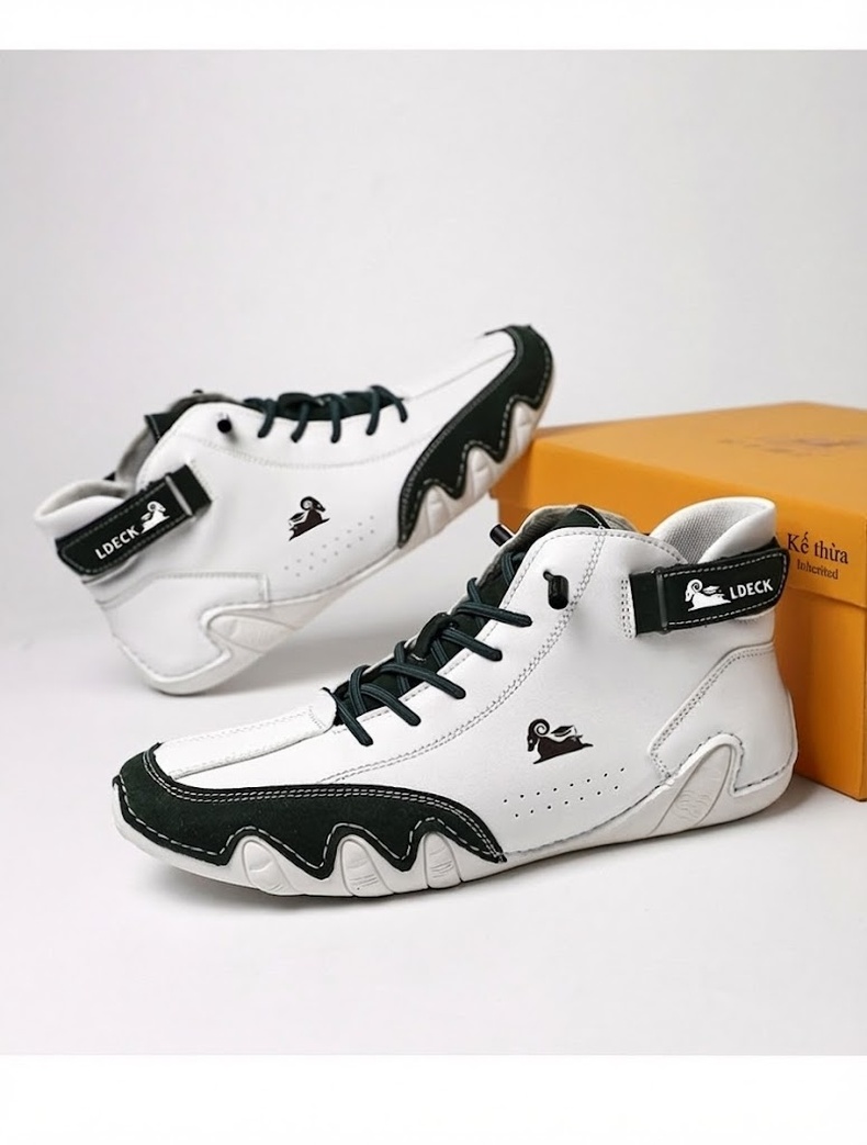 Giày Martin Cổ Cao Unisex Da Thật Chiều Cao Đế Khoảng 3cm Màu Trắng, Đen, Xám, Hồng... chi tiết 34
