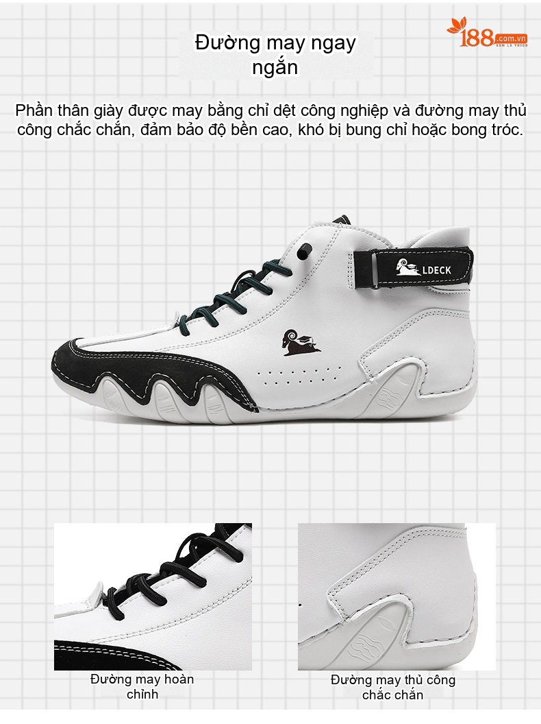 Giày Martin Cổ Cao Unisex Da Thật Chiều Cao Đế Khoảng 3cm Màu Trắng, Đen, Xám, Hồng... chi tiết 9
