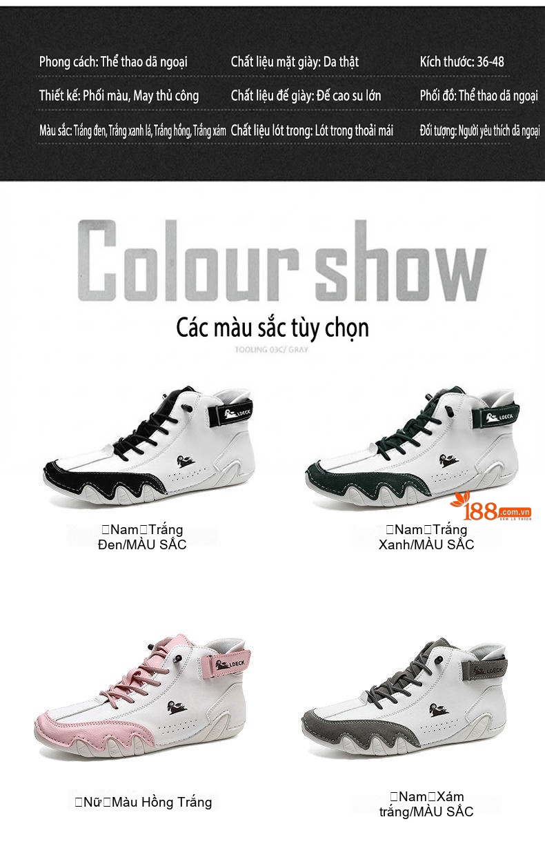 Giày Martin Cổ Cao Unisex Da Thật Chiều Cao Đế Khoảng 3cm Màu Trắng, Đen, Xám, Hồng... chi tiết 5