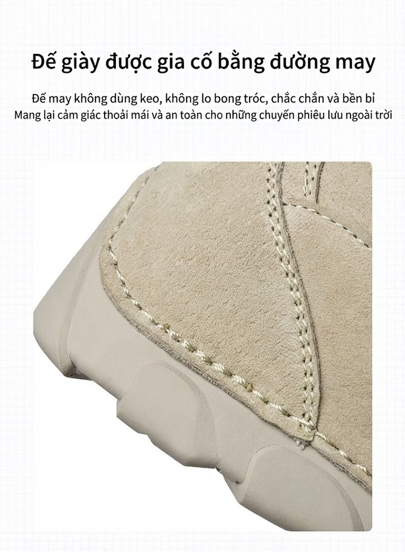 Giày Martin Nam Cao Cổ Da Mờ Đế Chống Trượt Chiều Cao Đế Khoảng 3cm Màu Be, Xám chi tiết 4