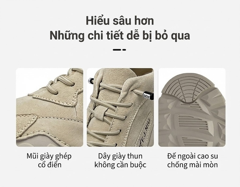 Giày Martin Nam Cao Cổ Da Mờ Đế Chống Trượt Chiều Cao Đế Khoảng 3cm Màu Be, Xám chi tiết 1