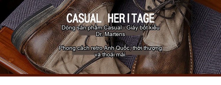 Giày Martin Nam Da Bò Cổ Ngắn Có Dây Chiều Cao Đế Khoảng 3cm Phong Cách Anh Quốc Màu Nâu chi tiết 1