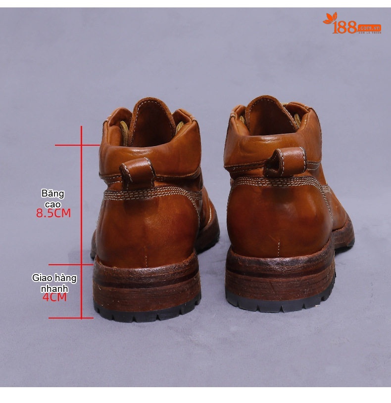 Giày Martin Nam Da Thật Phong Cách Retro Chiều Cao Đế Khoảng 3cm Màu Nâu, Đen chi tiết 20