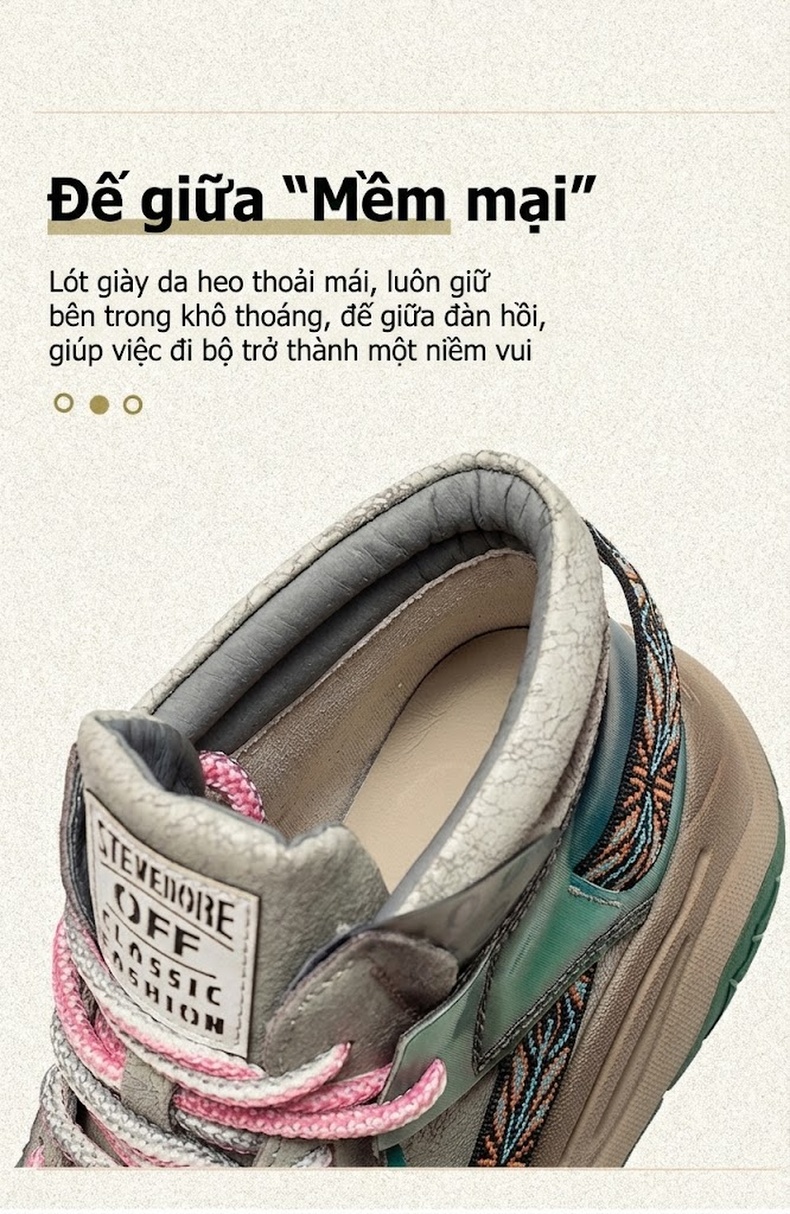 Giày Martin Nữ Cao Cổ Dáng Thể Thao Đế Bánh Mì Chiều Cao Đế Khoảng 5cm Màu Xám, Đen, Xanh chi tiết 5