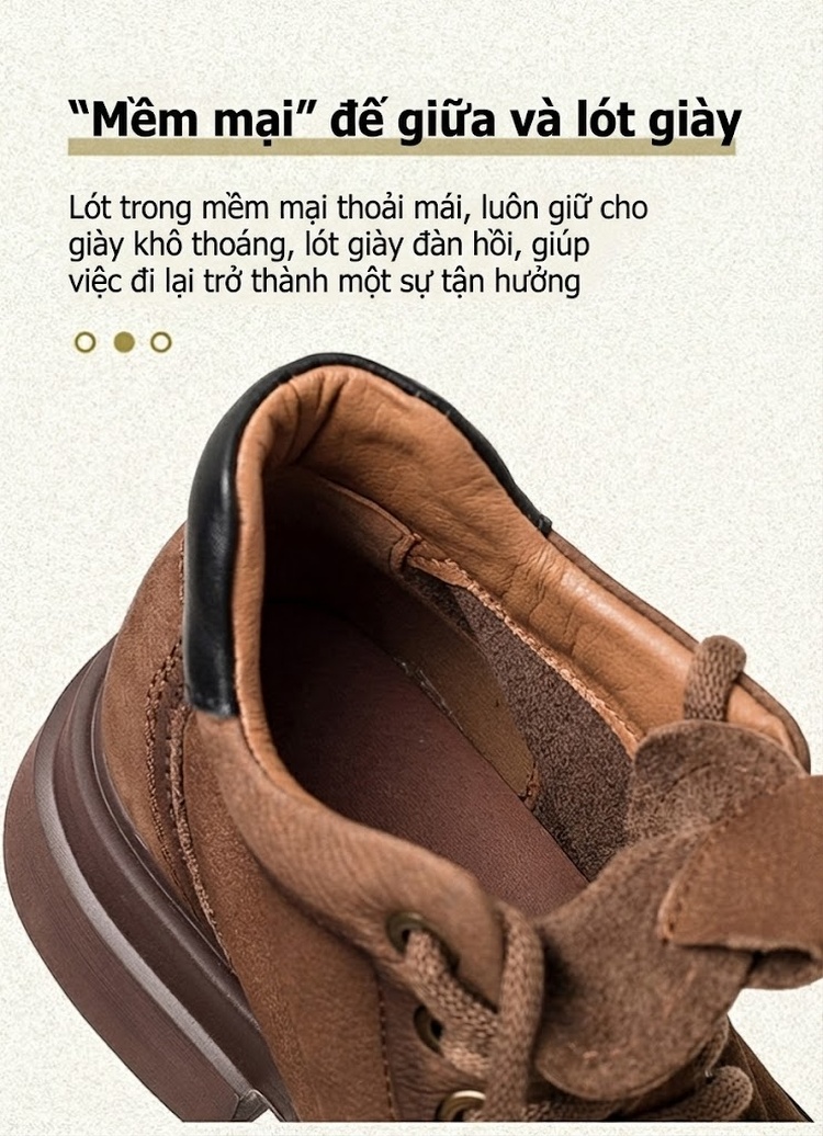 Giày Martin Nữ Cổ Ngắn Da Mờ Buộc Dây Chiều Cao Đế Khoảng 5cm Màu Nâu, Vàng chi tiết 6