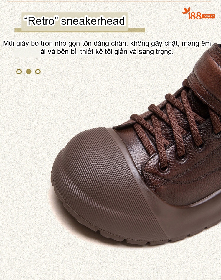Giày Martin Nữ Da Bò Cổ Cao Ôm Chân Chiều Cao Đế Khoảng 4cm Màu Đen, Nâu chi tiết 4