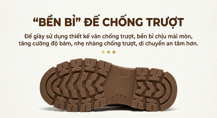 Giày Martin Nữ Da Bò Cổ Ngắn Buộc Dây Chiều Cao Đế Khoảng 5cm Màu Đen, Nâu chi tiết 4
