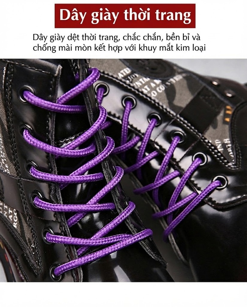Giày Martin Nữ Da Bò Đế Dày Phong Cách Âu Mỹ Chiều Cao Đế Khoảng 5cm Màu Đen, Nâu chi tiết 6